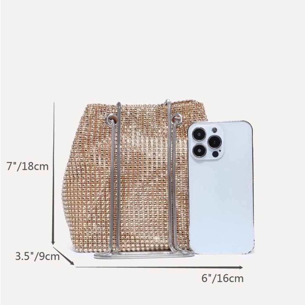 Mini Rhinestone Decor Chain Bucket Bag - Picture 4 of 6